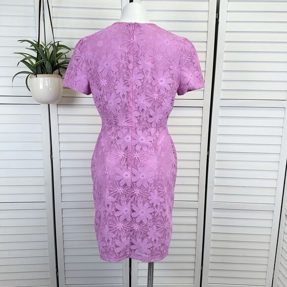 Rachel Parcell Pink Cap Sleeve Lace Sheath Dress Back Zip Womens Size 10 - Picture 5 of 11